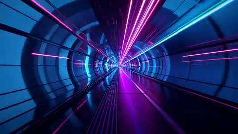 Neon Lit Tunnel with Dynamic Path Activation in Futuristic Style