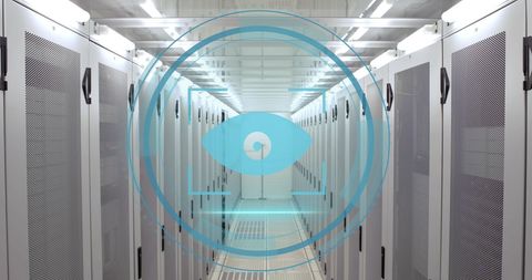 Digital Eye Overlay in Futuristic Data Center - Download Free Stock Images Pikwizard.com