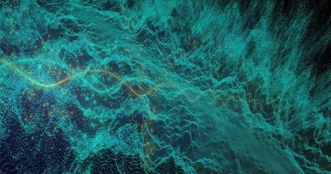 Futuristic 3D Point Cloud Wave in Digital Space