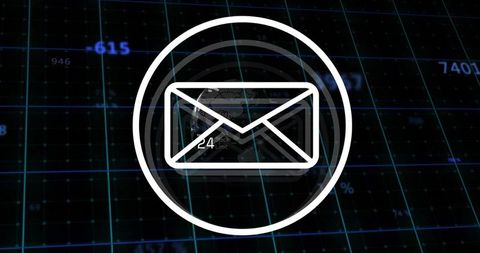 Digital mail communication interface icon on data screen