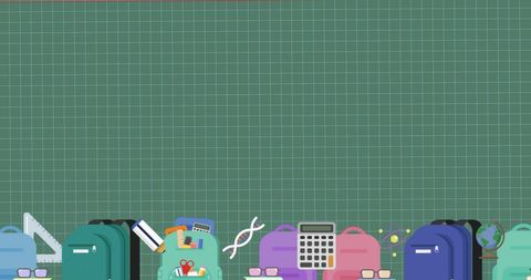 Colorful School Bags and Icons with Educational Symbols