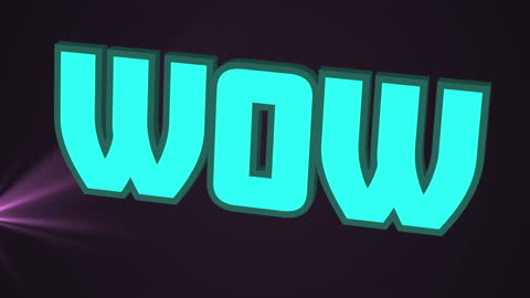 Vibrant Wow Text on Dark Background with Luminous Highlight Effect