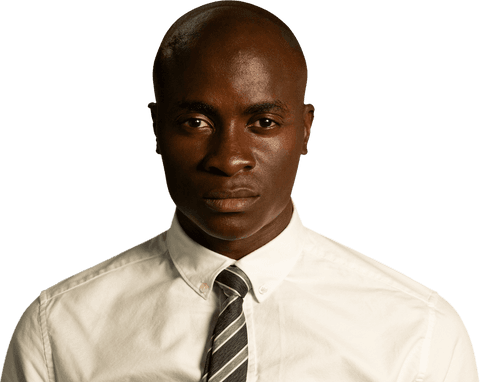 Transparent Portrait of Serious African American Businessman