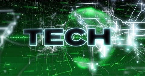 Futuristic green tech concept with glowing network elements