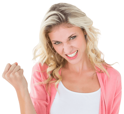confident blonde woman making fist on transparent background - Download Free Stock Videos Pikwizard.com