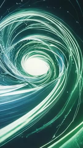 Vertical Vortex Portal Animation Swirling Energy Strands Revealing Pulsing Core