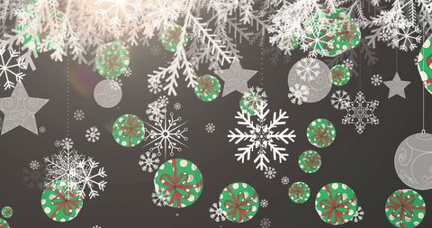 Festive Snowflakes with Christmas Ornaments Creating Seasonal Magic
