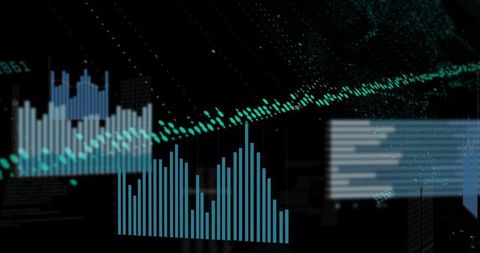 Digital Data Charts with Virtual Graphs on Black Background - Download Free Stock Images Pikwizard.com