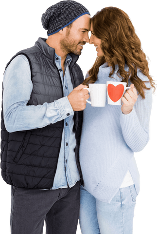 Transparent Happy Couple Sharing Coffee Love Moment