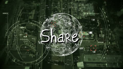 Digital Sharing Concept with Globe Visualization over Cityscape