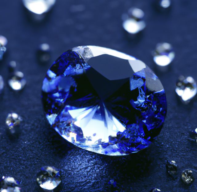 Close up of sapphire on blue background created using generative ai technology - Download Free Stock Photos Pikwizard.com