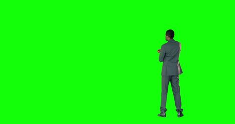 Businessman Contemplating Against Green Screen Background
