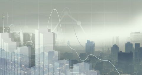 Financial Data Analytics with Digital Cityscape Background - Download Free Stock Images Pikwizard.com