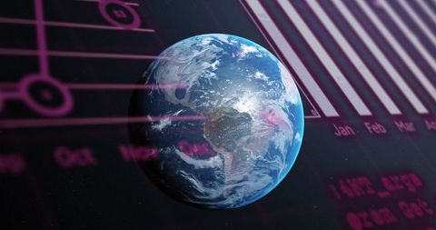 Digital Data Processing with Spinning Earth Background - Download Free Stock Images Pikwizard.com