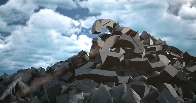 Rubble Heap with Euro Symbol Amidst Clouds - Download Free Stock Images Pikwizard.com