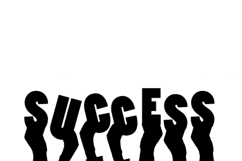 Transparent success hands with text motivational art