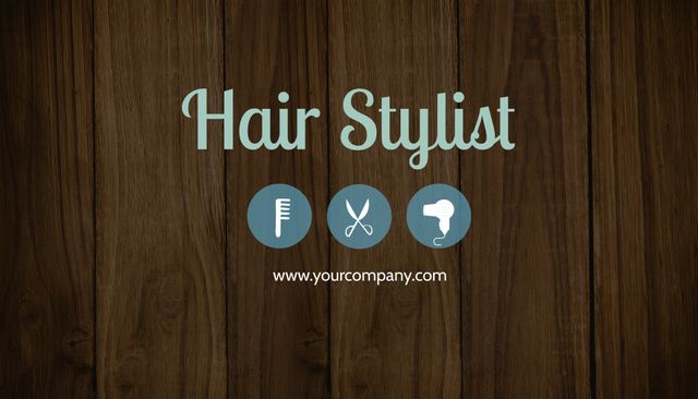 Hair Stylist Logo with Wood Background and Icons - Download Free Stock Templates Pikwizard.com