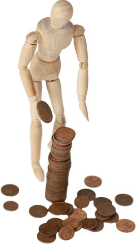 Transparent Financial Planning Illustrated by Wooden Figurine with Coins - Download Free Stock Videos Pikwizard.com
