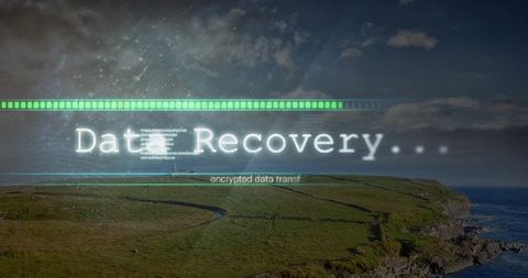 Digital Data Recovery Progressing Over Scenic Coast