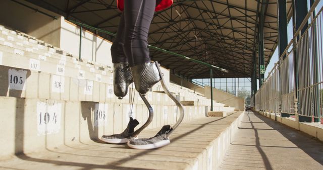 Adaptive Athlete Training on Stadium Steps with Prosthetic Legs - Download Free Stock Images Pikwizard.com