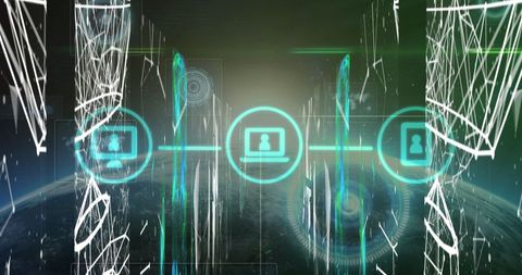 Digital Networking with Abstract Icons and Data - Download Free Stock Images Pikwizard.com