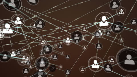 Digital Network Icons on Brown Background