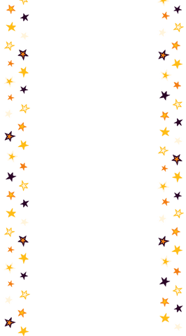 Decorative frame with sketched stars on transparent background
