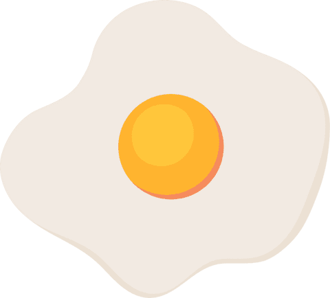 Flat stylized fried egg icon on transparent background: vibrant yolk center