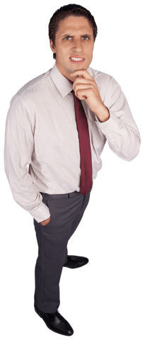 Transparent thinking businessman pondering a solution