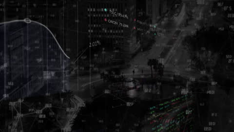 Digital Interface With Globe Over Urban Nightscape