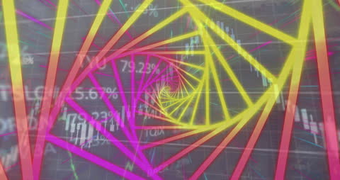 Neon Financial Fusion with Hypnotic Spiral Pattern