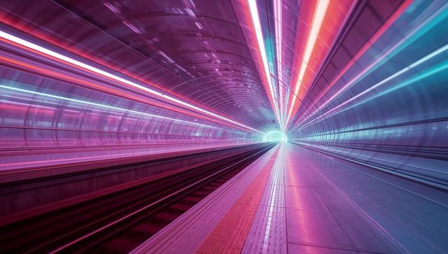 Futuristic Metro Tunnel with Vibrant LED Lighting
