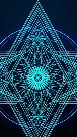 Neon Geometric Network Unfolding into Luminous Disc | Futuristic Vertical Motion