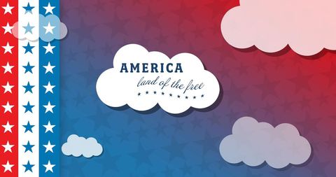 Patriotic USA-Themed Background with Clouds and Stars