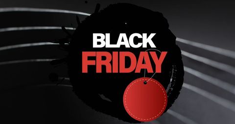 black friday promotion with red tag on black background - Download Free Stock Images Pikwizard.com