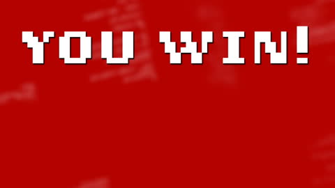 Retro 'You Win' 8-Bit Inspired Sign on Red Background