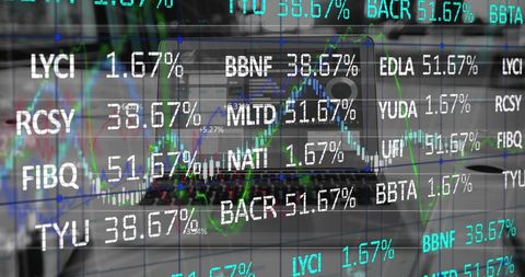 Digital Composite of Stock Market Graph and Data Layers