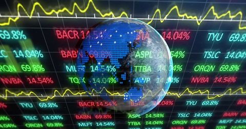 Global Finance Concept with Digital Globe and Stock Market Charts