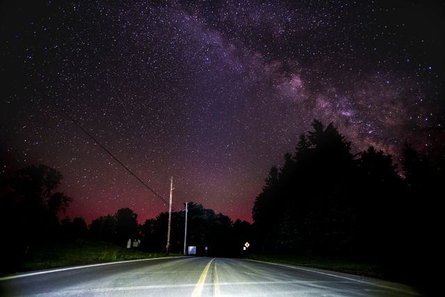 Starry Night Sky with Empty Road and Milky Way - Download Free Stock Photos Pikwizard.com