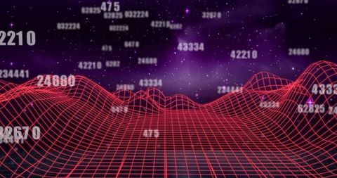 Abstract Digital Landscape with Numbers on Metaverse Background - Download Free Stock Images Pikwizard.com