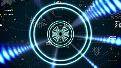 Futuristic Digital Interface with Data and Rings