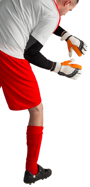 Transparent Background Goalkeeper Preparing to Catch in Red and White Uniform - Download Free Stock Videos Pikwizard.com