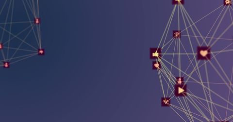 Digital Connections and Networking on Blue Background - Download Free Stock Images Pikwizard.com
