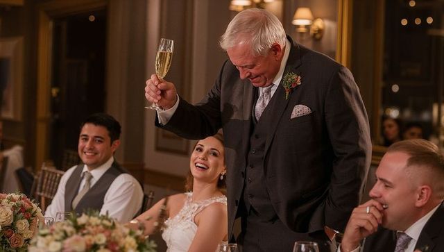 Elderly gentleman toasting at elegant wedding reception