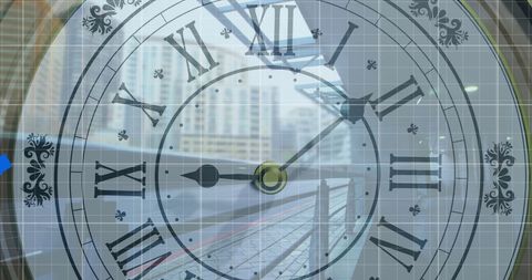 Transparent Clock Face Over Urban Street Displays Time Passage - Download Free Stock Images Pikwizard.com