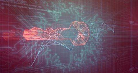 Futuristic Digital Data Key with DNA Strand Overlay - Download Free Stock Images Pikwizard.com