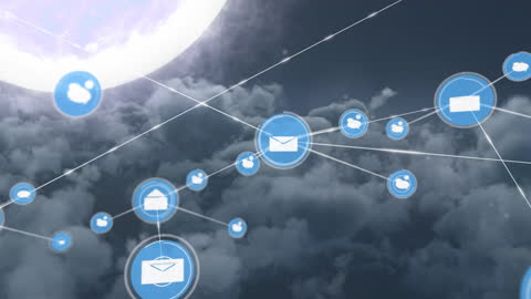 Digital Network Connectivity Concept over Cloudy Sky