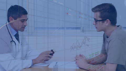 Doctor Consulting Patient with Digital Data Overlay