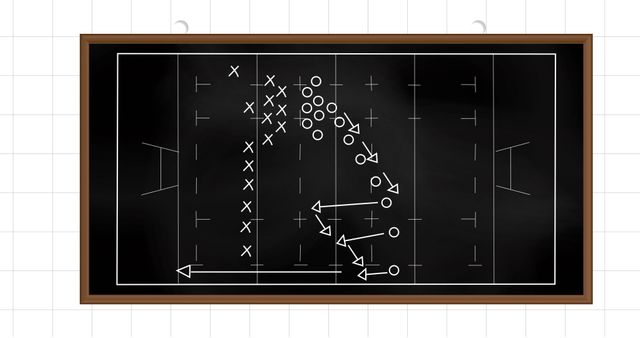 Football Strategy Diagram on Black Chalkboard Grid Background - Download Free Stock Images Pikwizard.com