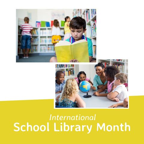 Children Celebrating International School Library Month with Books and Learning - Download Free Stock Templates Pikwizard.com